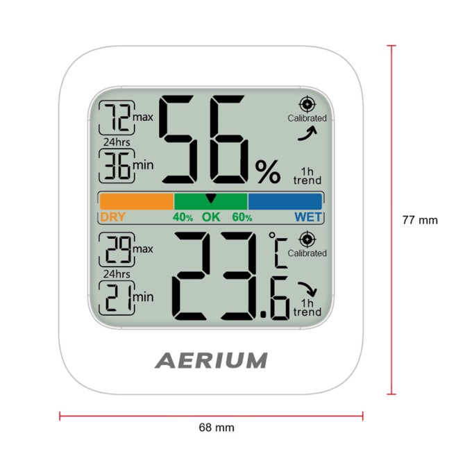 Lucht temperatuur- en vochtigheidsmonitor AERIUM T33 DUAL
